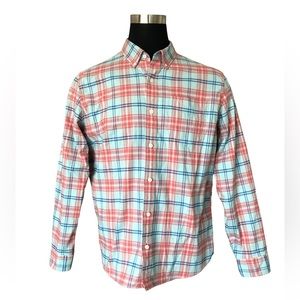 LL Bean Slightly Fitted Mens Button Up Shirt Size Large Multicolor Plaid Cotton